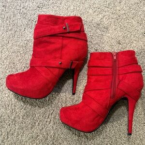 Red Suede Ankle Boots